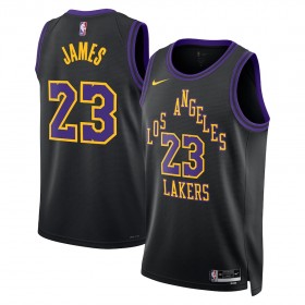 Dres Los Angeles Lakers Lebron James Nike 2023-24 City Edition Crno Swingman